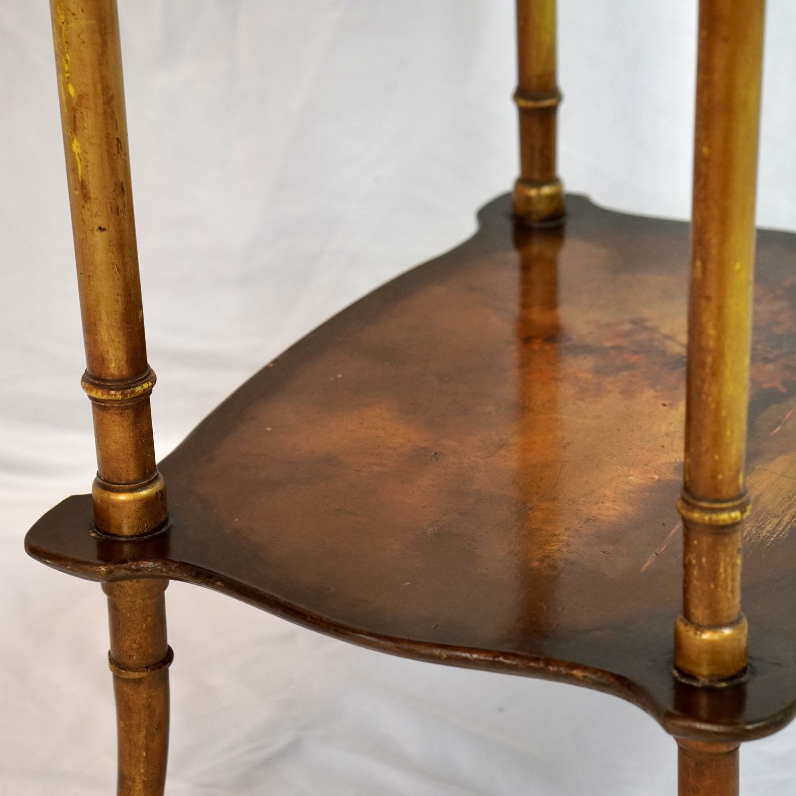 Continental Painted & Gilt Two Tier étagère Side Table photo vintage