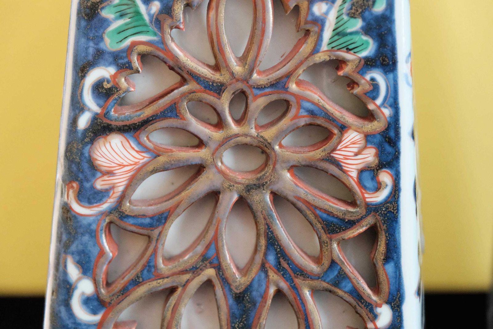 Home Decor Pair Antique Japanese Porcelain Water Heaters, Reticulated Imari Palette, Pierced Floral Vases, Asian Ceramics Collector Decor photo