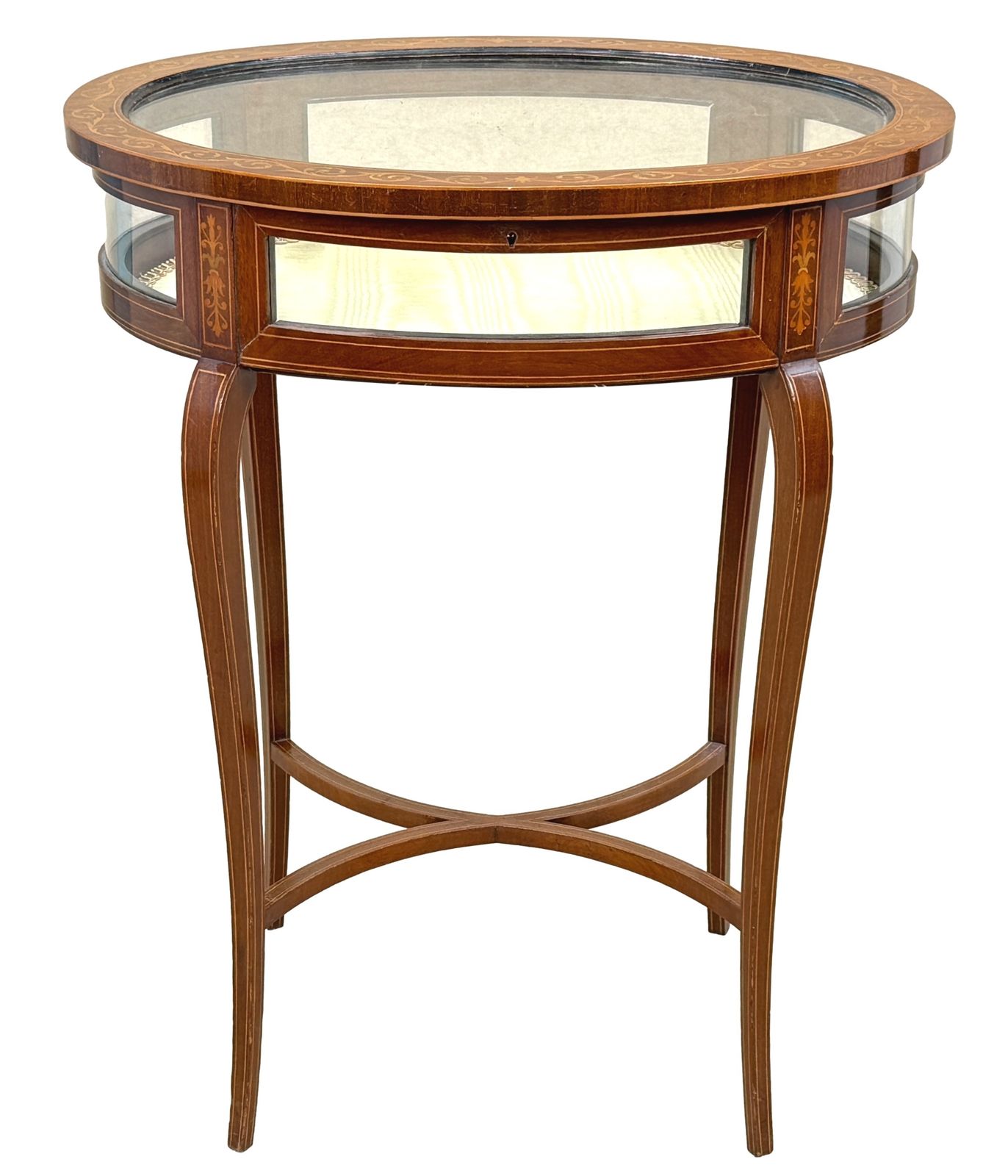 photo vinterior Table vitrine bijouterie ovale en acajou, fin du XIXe siècle (Angleterre, vers 1890)