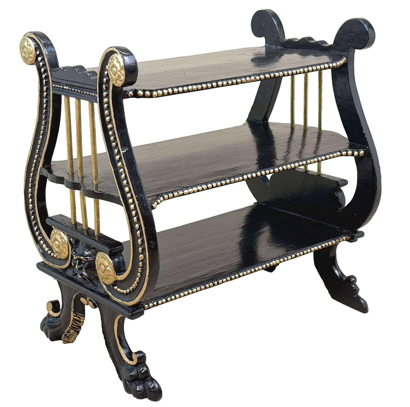 2695.0 Late 19th Century Ebonised & Parcel Gilded étagère (England, Circa 1880) photo