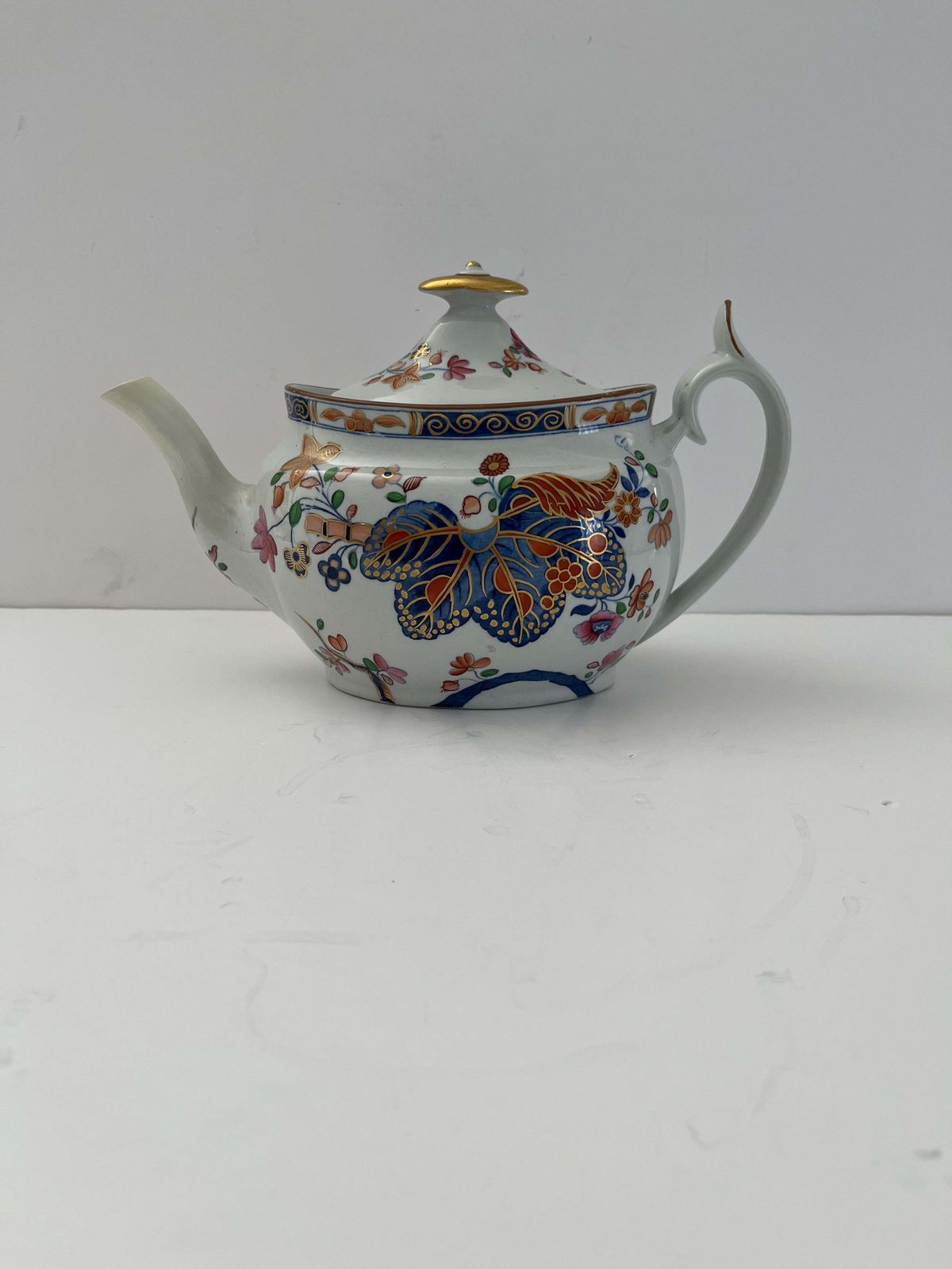 photo for sale Antique Spode Teapot, Ironstone, Tobacco Leaf Pattern, Circa 1820