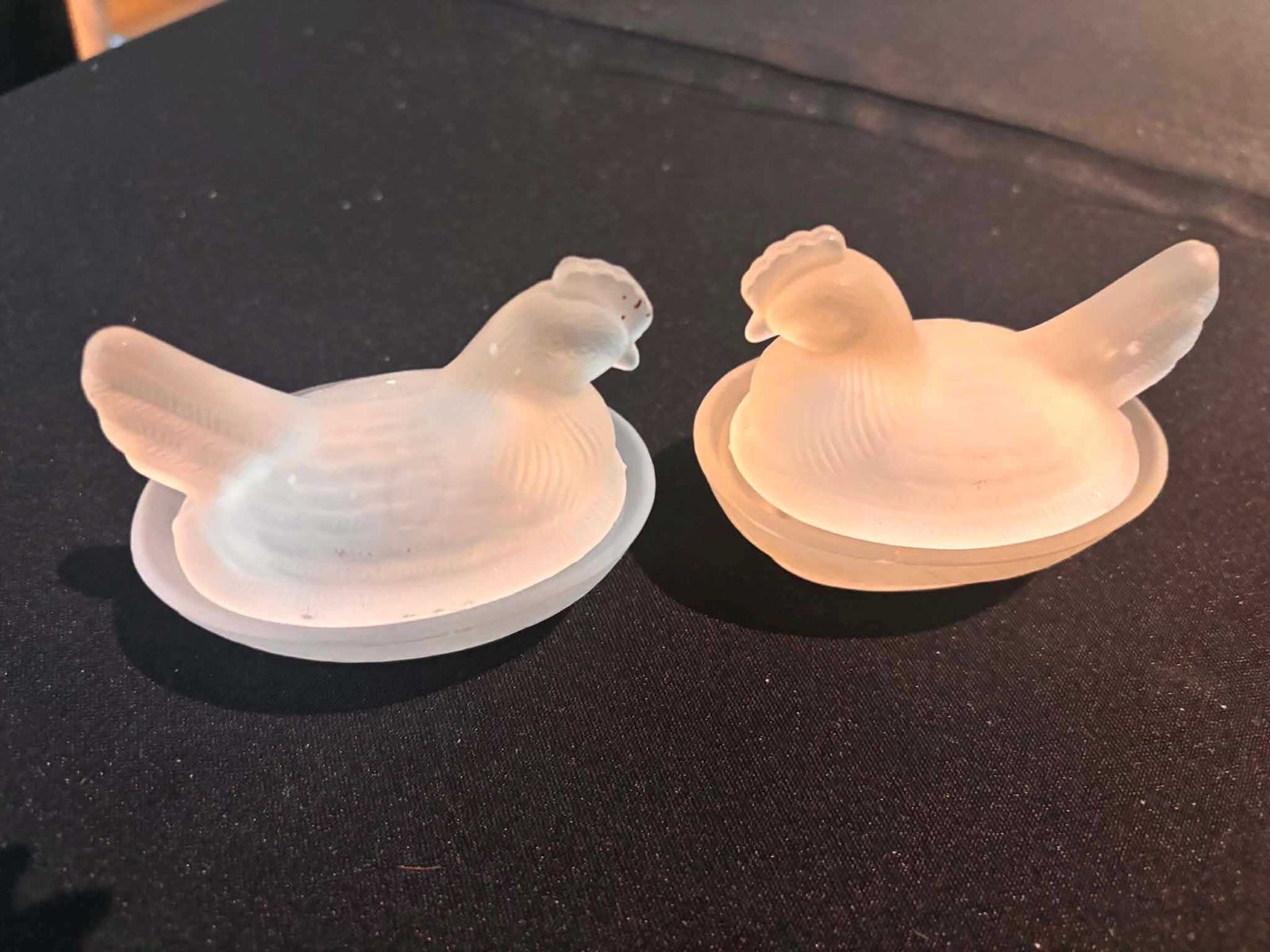 photo furniture Vintage Frosted Glass Hen On Nest Salt Cellars Set Of 2, Mini Chicken Dishes, Easter Farmhouse Table Decor Vintagechicbruxelles 5 Out Of 5 Stars