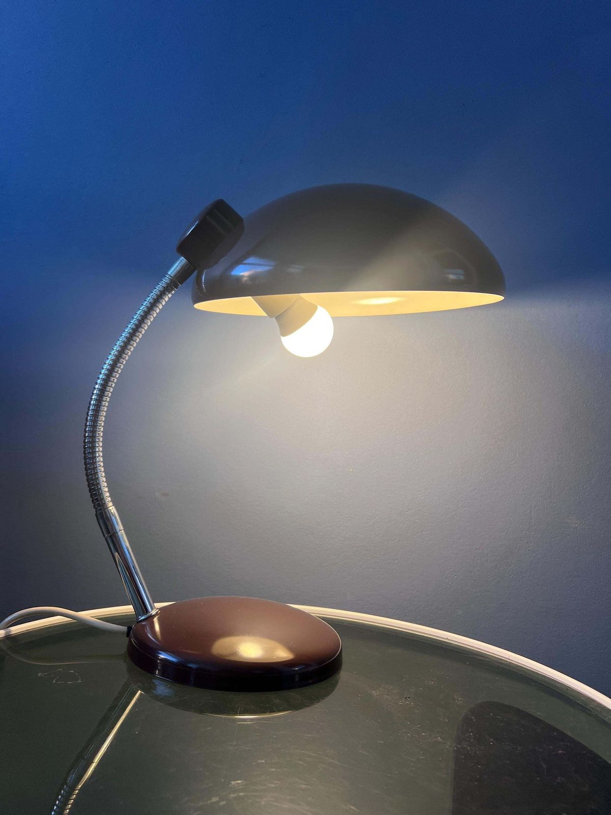 Vintage Massive Mid Century Brown Desk Lamp