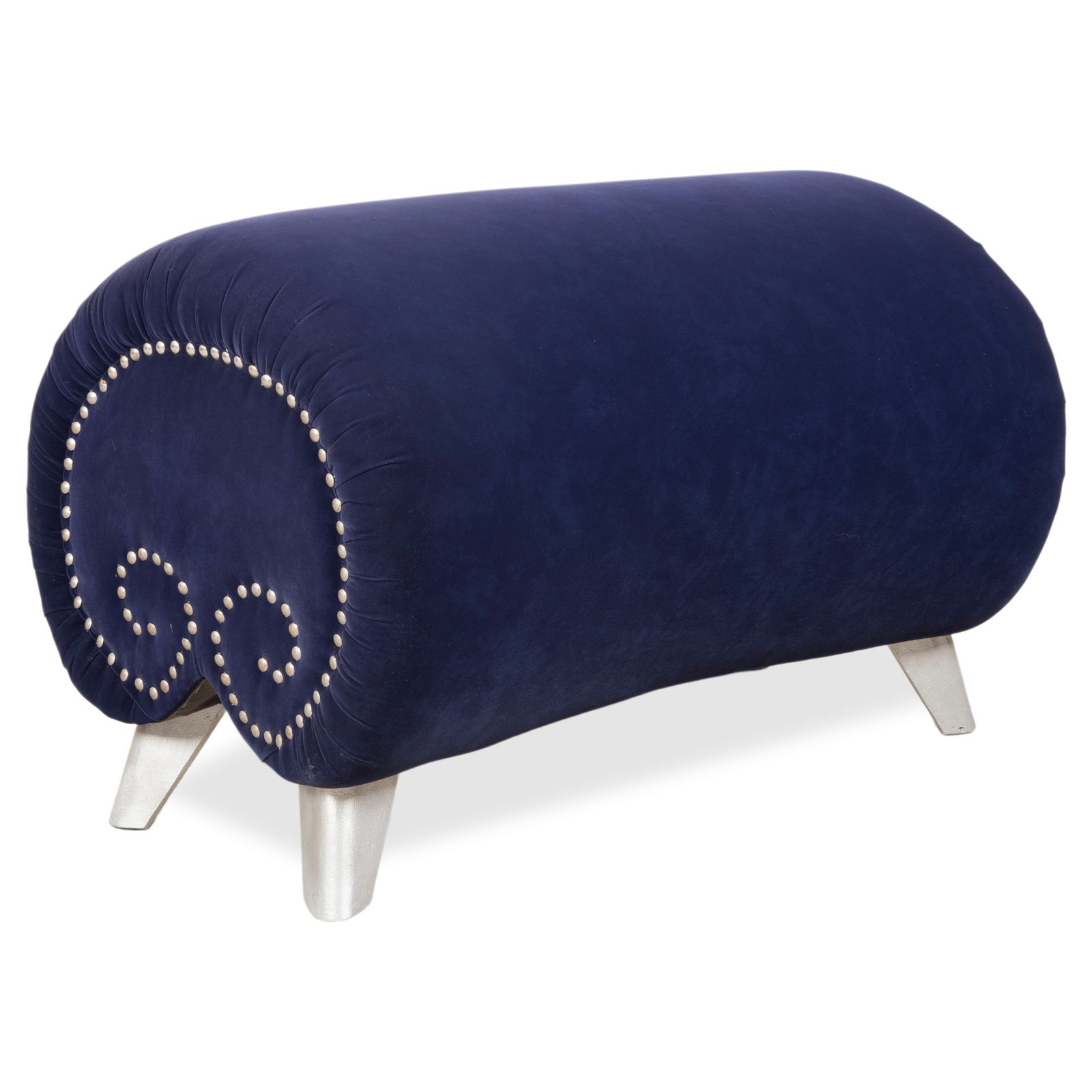 Bretz Gaudi Velvet Fabric Stool Dark Blue
