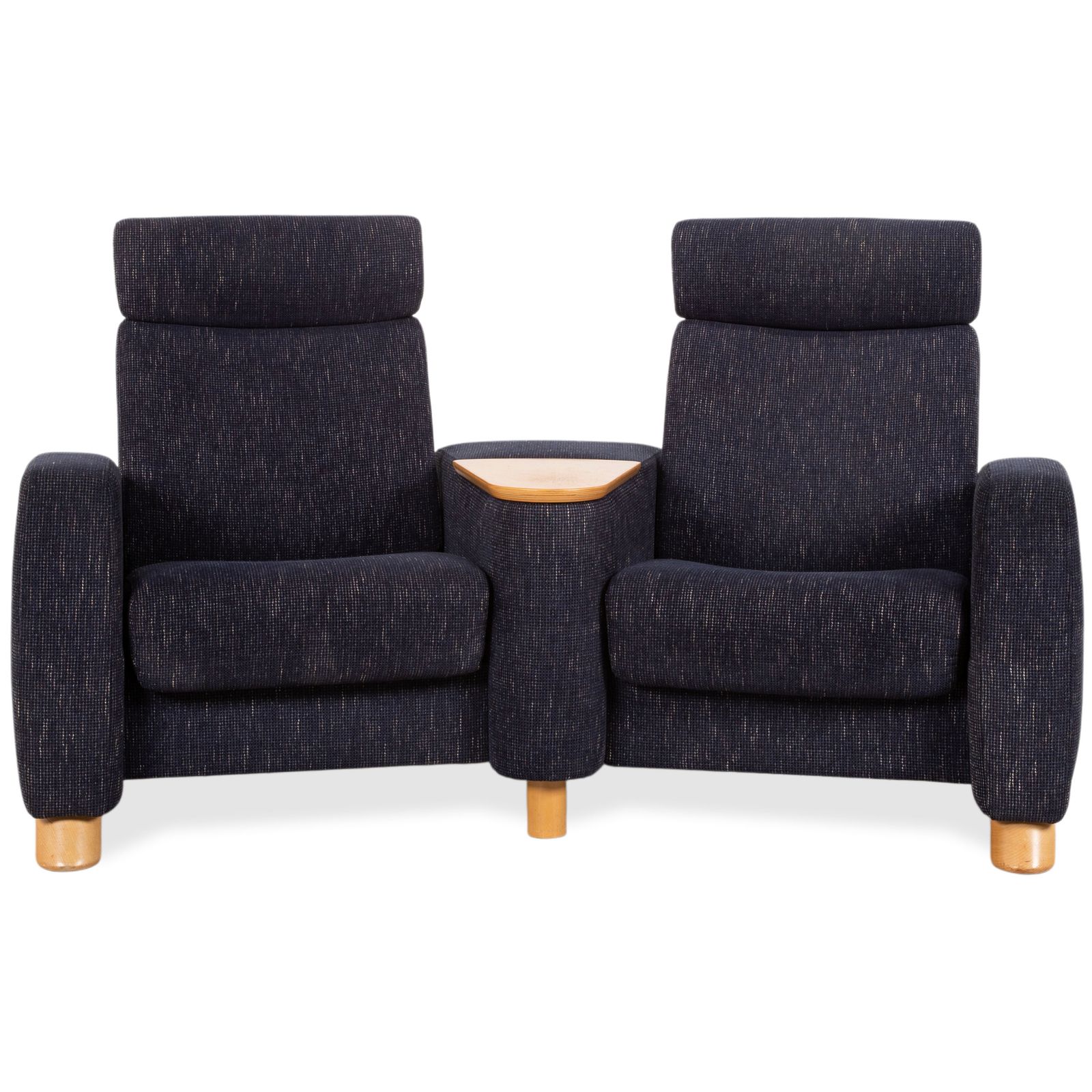 Stressless Arion Fabric Sofa Dark Blue Two Seater Functional Home Theater Couch Manual Function