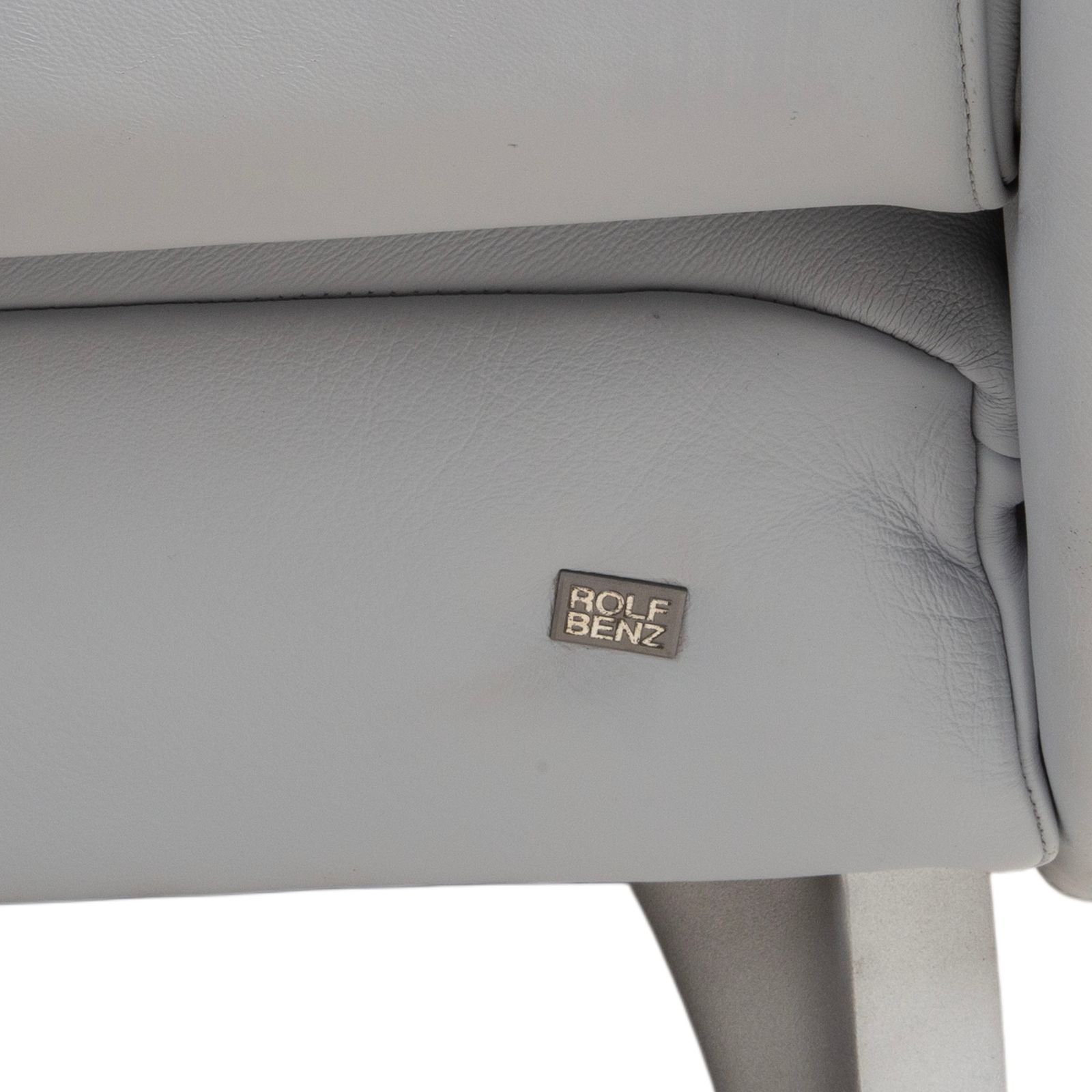 photo furniture Rolf Benz 1600 Leather Two Seater Ice Blue Blue Grey Manual Function Sofa