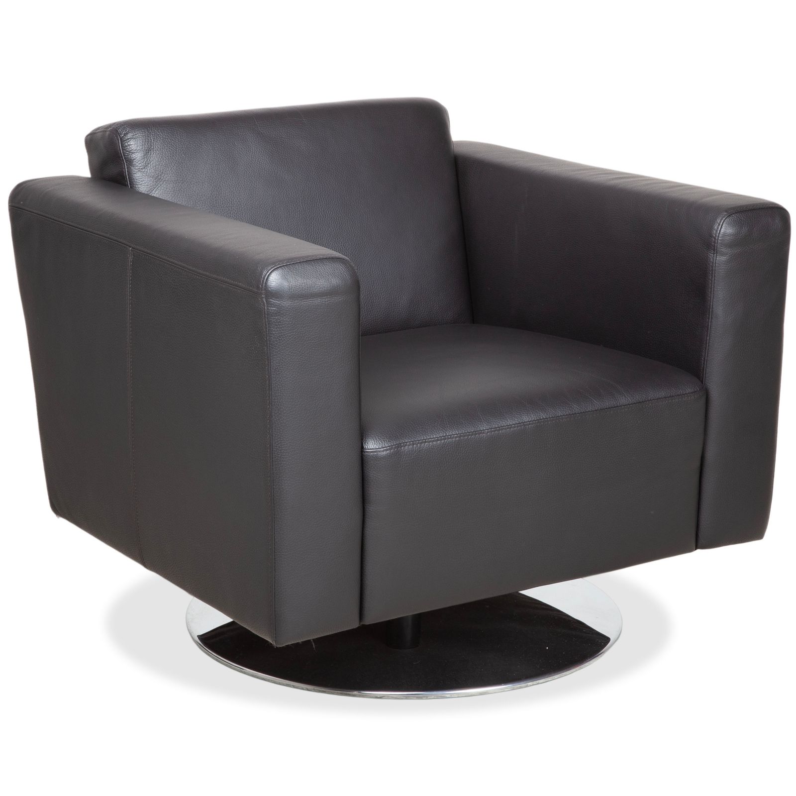 Fauteuil Brühl Serge en cuir, chrome noir, fonction pivotante