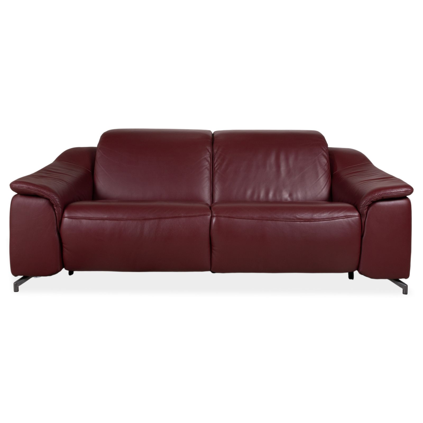 Himolla Three Seater Leather Sofa, Red Burgundy Couch