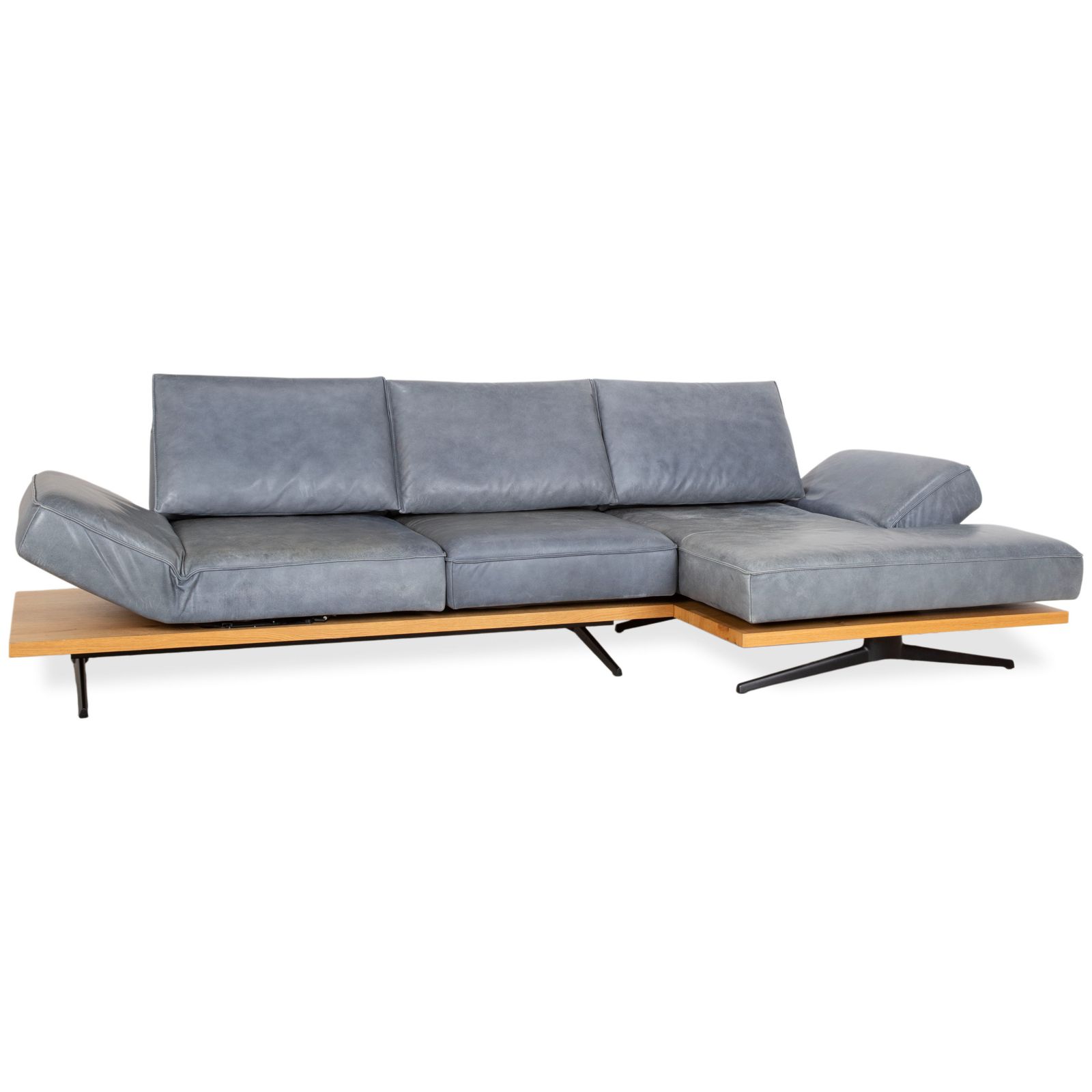 Koinor Phoenix Leather Corner Sofa Grey Blue Green Manual Function