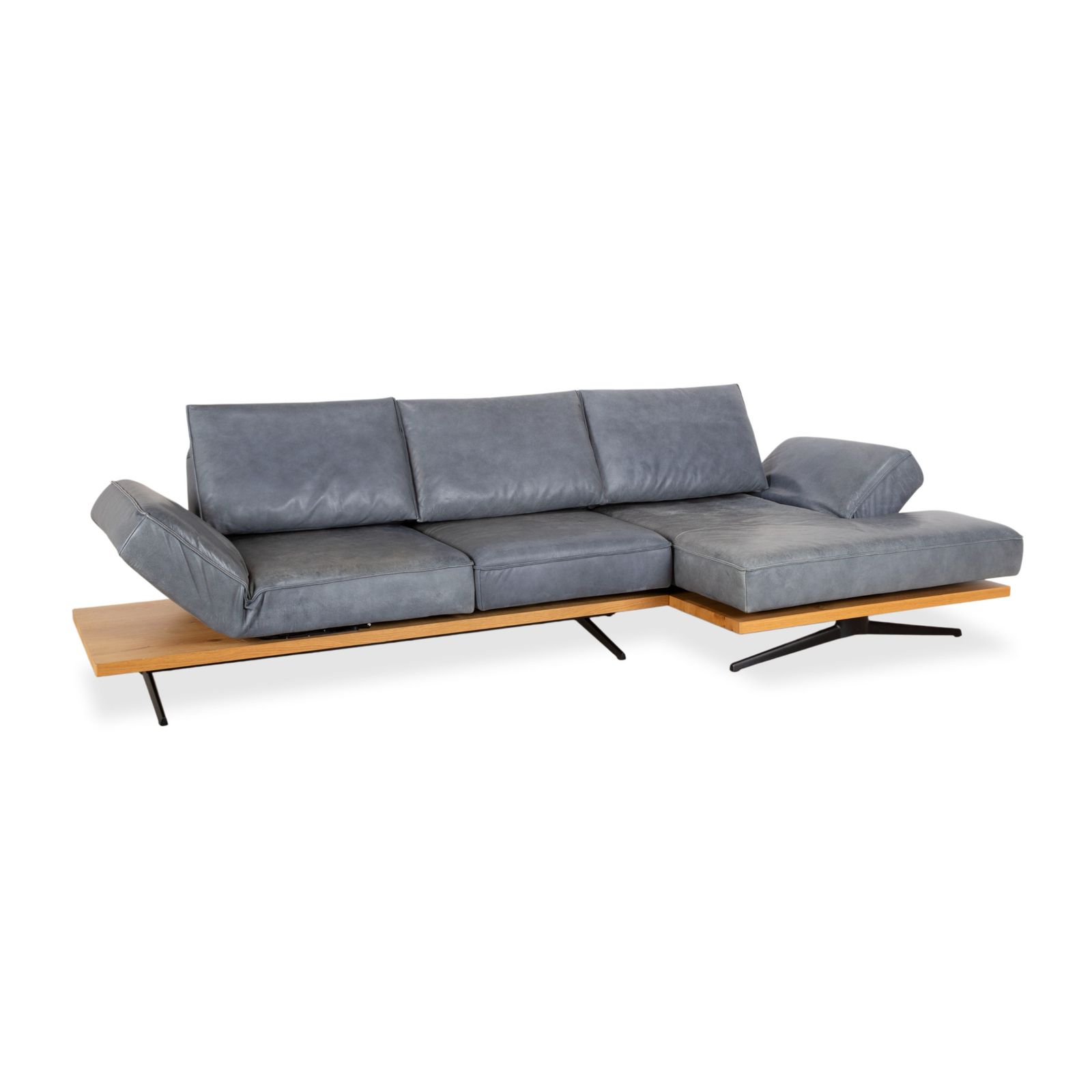 Koinor Phoenix Leather Corner Sofa Grey Blue Green Manual Function photo for sale