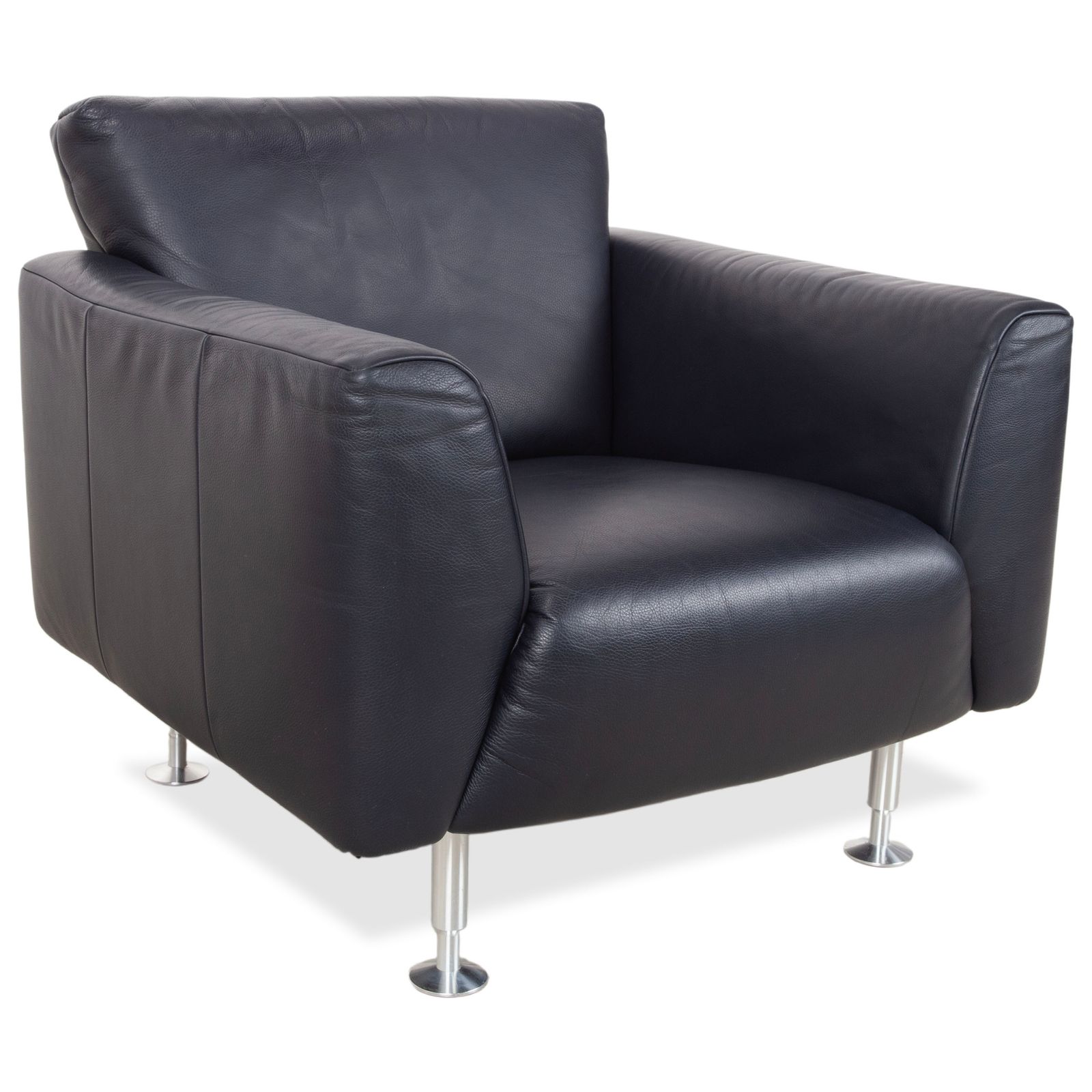 Fauteuil Rolf Benz 250 en cuir bleu marine