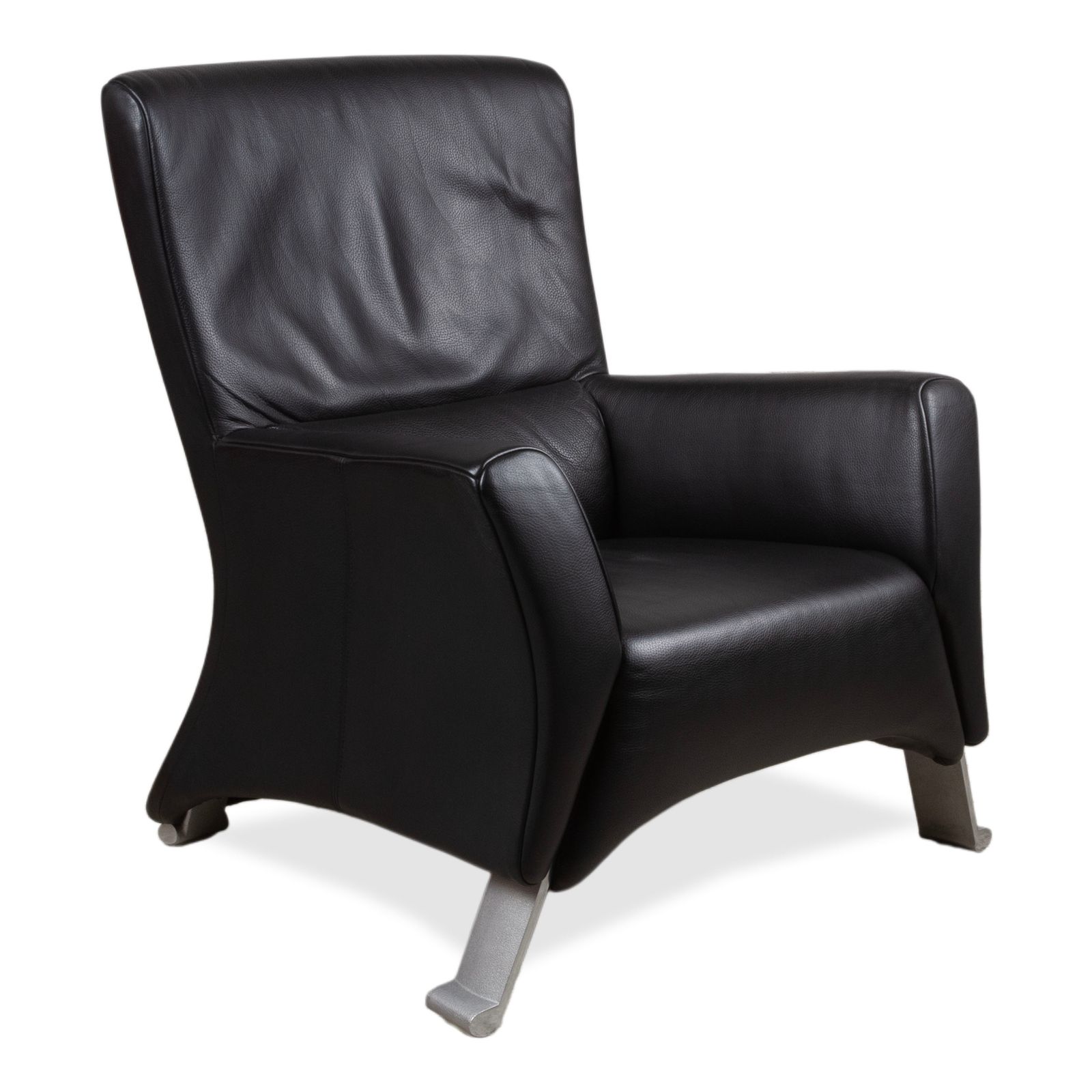 Fauteuil Rolf Benz 322 en cuir et métal, noir