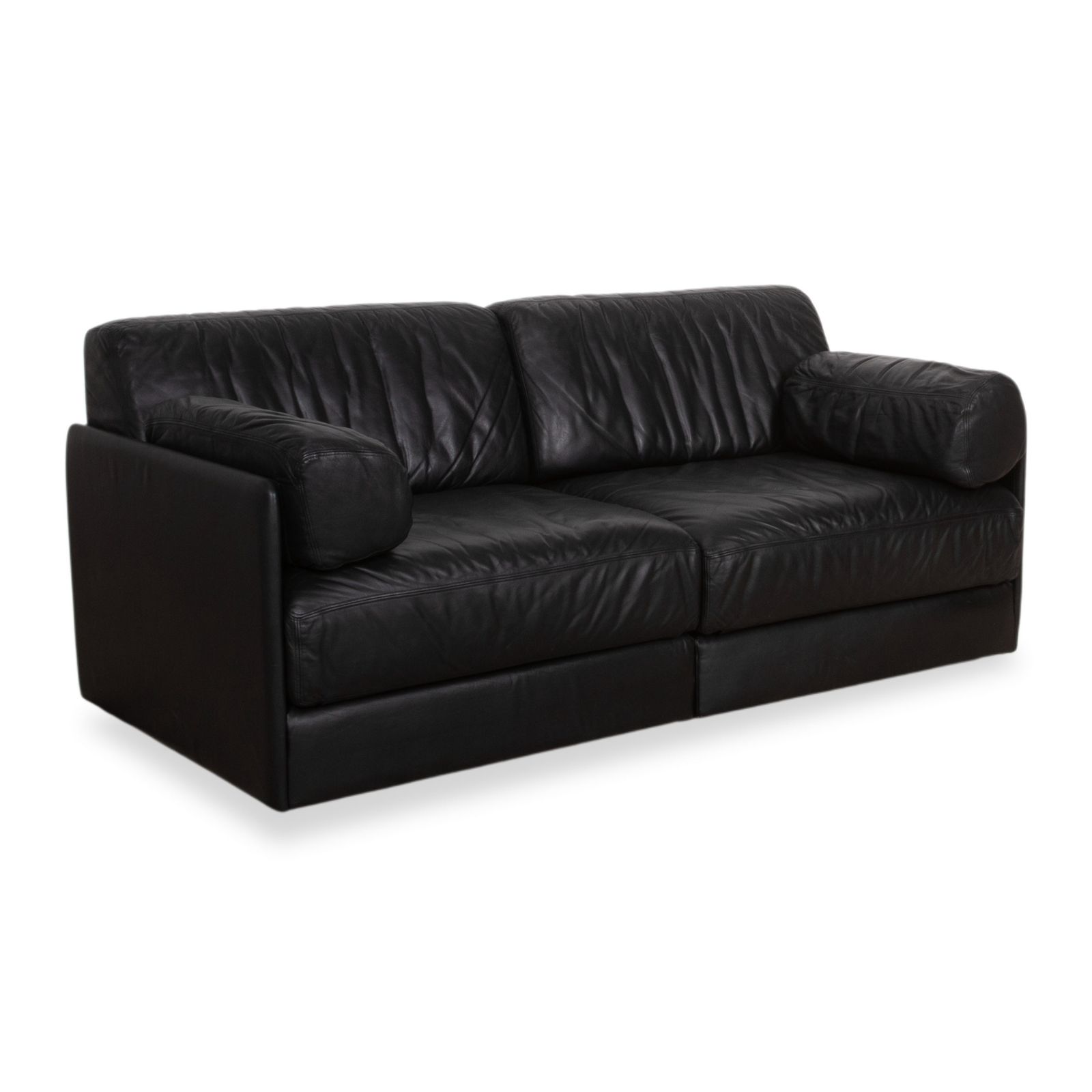 De Sede DS-78 Leather Two Seater Black Sofa Manual Function Sleeping Function photo for sale