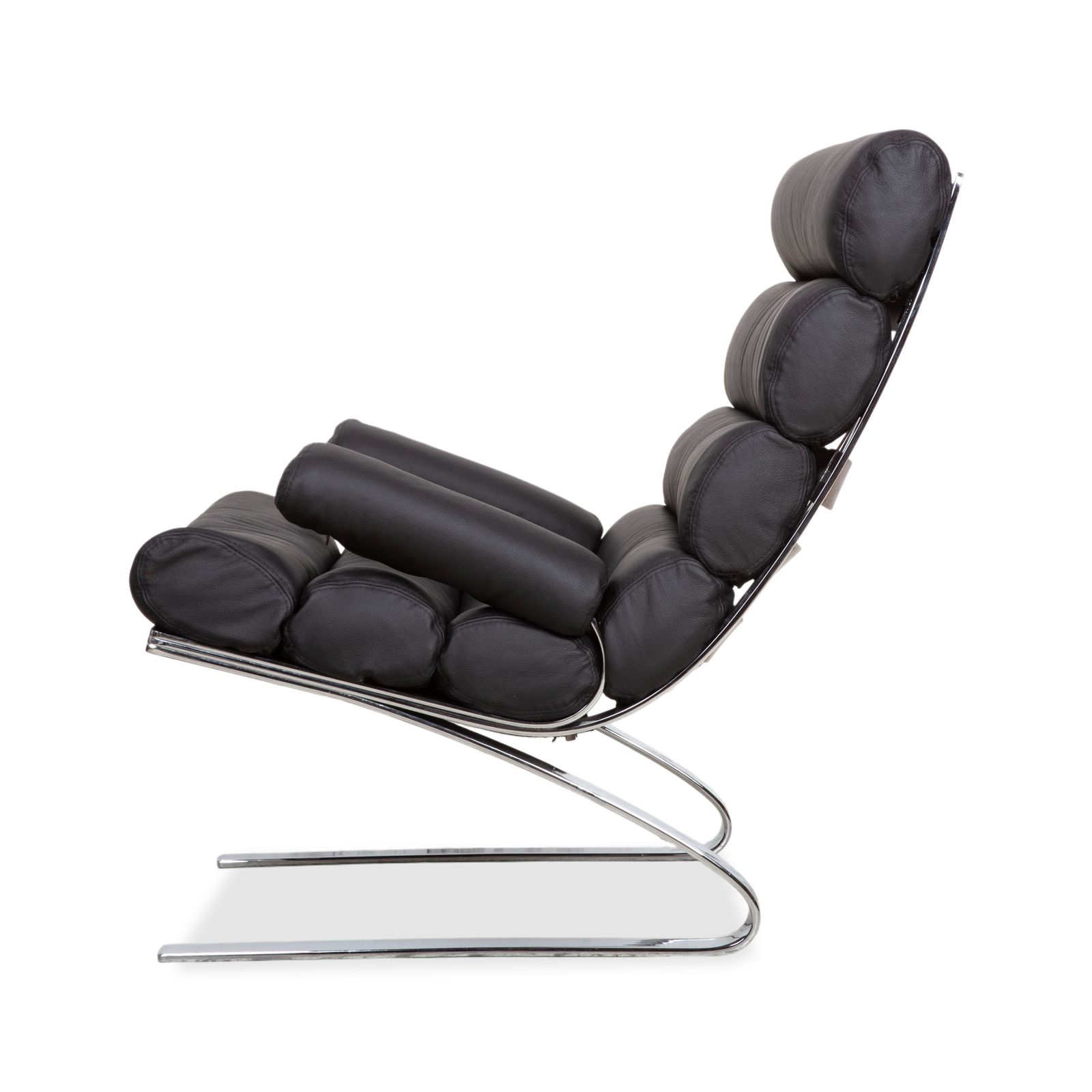 Ensemble de fauteuils cantilever Cor Sinus en cuir chromé noir, retapissés photo vintage