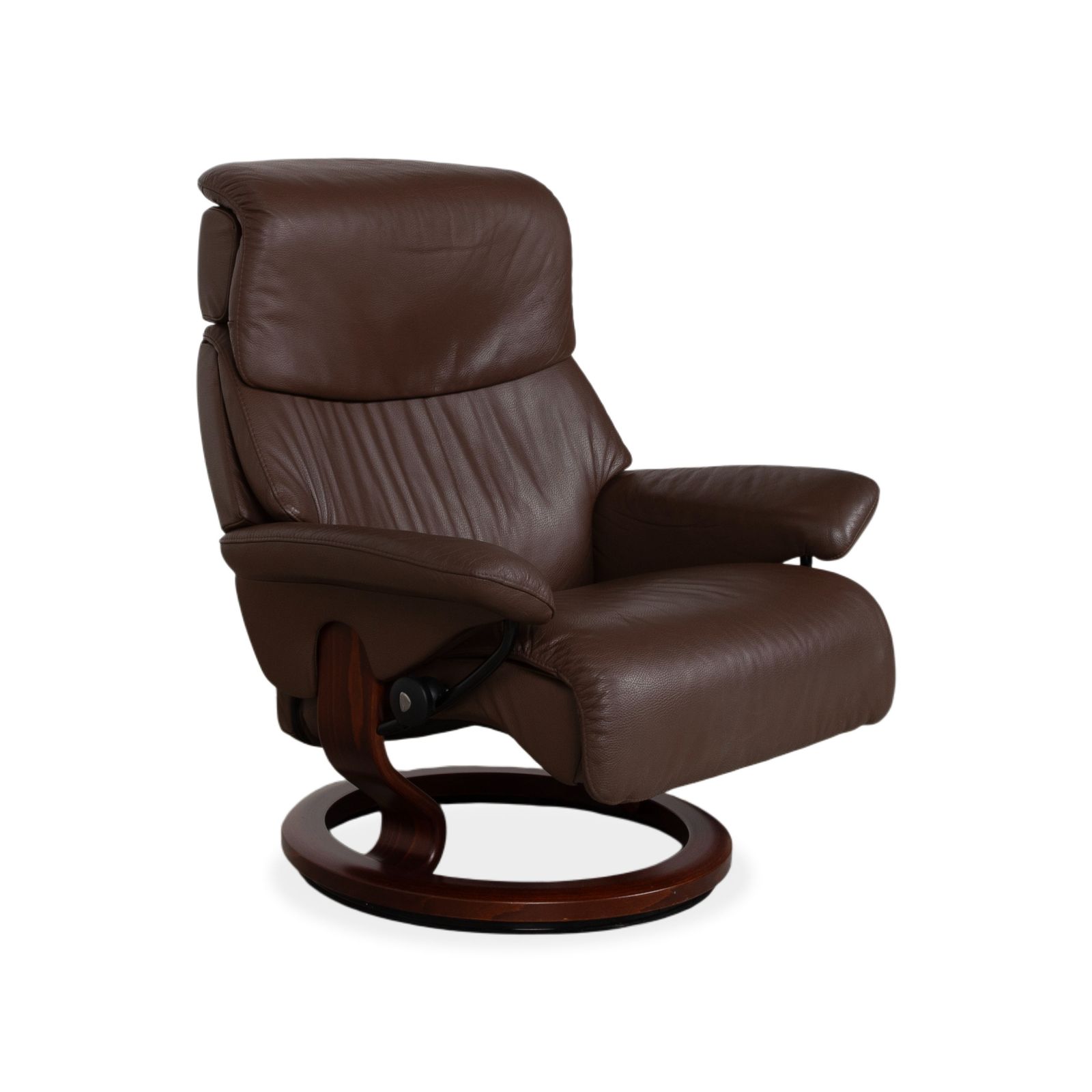 Fauteuil relax Stressless Vision en cuir brun, bois brun foncé, fonction manuelle photo for sale