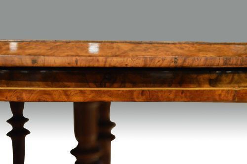 Quality Burr Walnut, Amboyna And Marquetry Inlaid Antique Window,Lamp Table photo vinterior