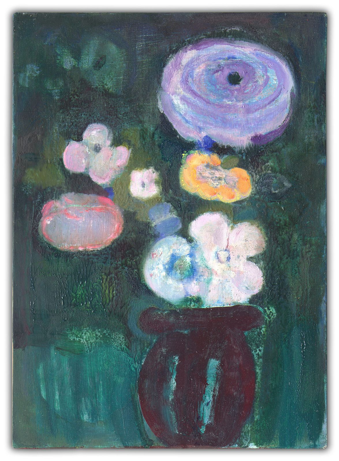 Fine Contemporary Oil On Semi Abstract Flower Panting photo furniture