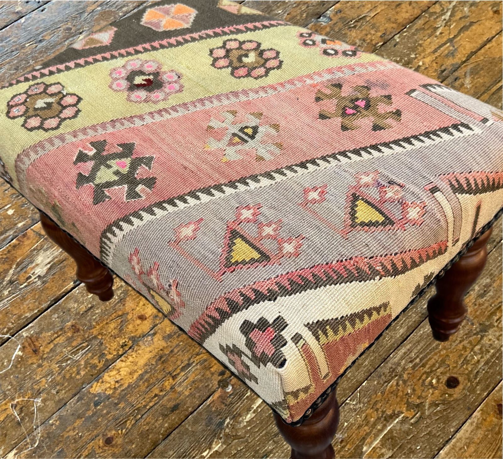 Kilim Covered Stool 0.52m X 0.37m X H0.38m photo furniture