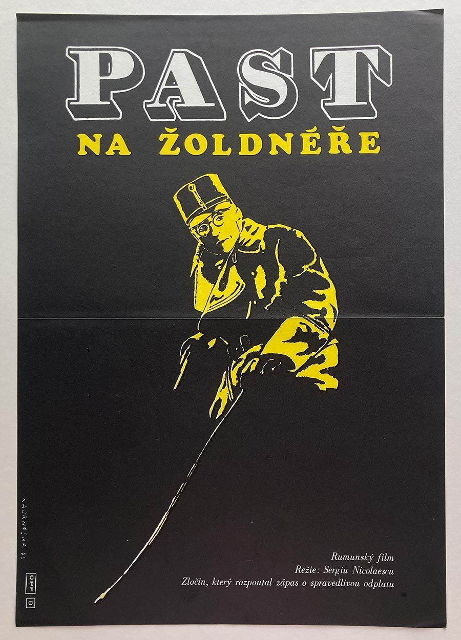 Affiche de cinéma originale, Mercenaries' Trap, Dimitrij Kadrnožka, 1983, design tchèque vintage