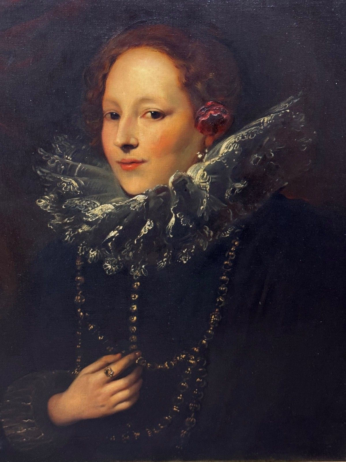 Antiek olieverf portret van Marchesa Elena Grimaldi Cattaneo naar Anthony Van Dyck photo furniture