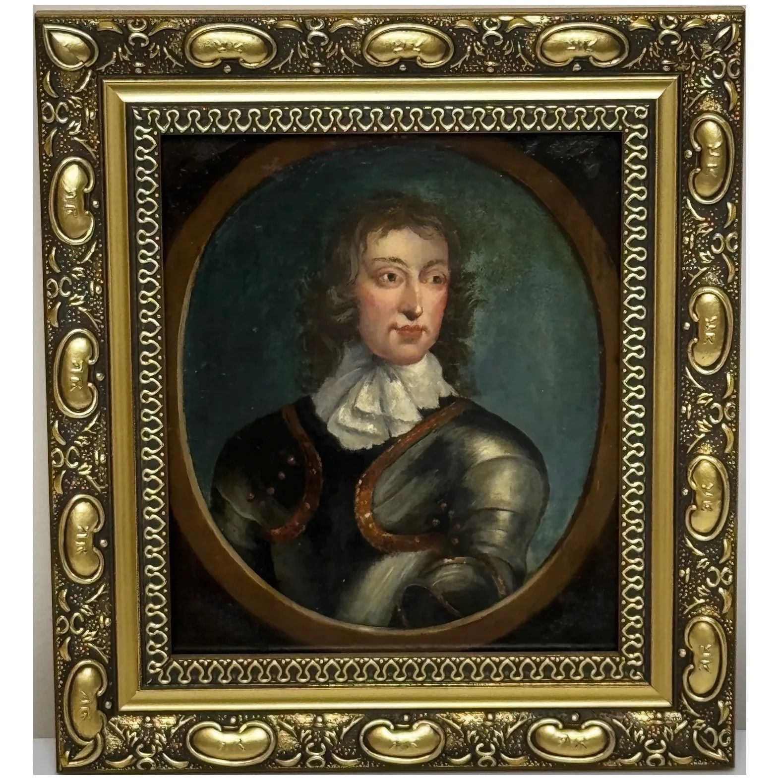 Olieverf portret generaal John Lambert in harnas, commandant New Model Army, 19e eeuw