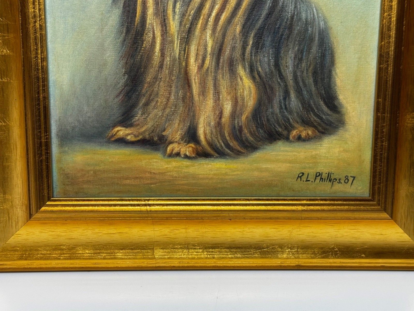 Olieverfschilderij Duchess, een Yorkshire Terrier, in de stijl van John Emms photo Kunst