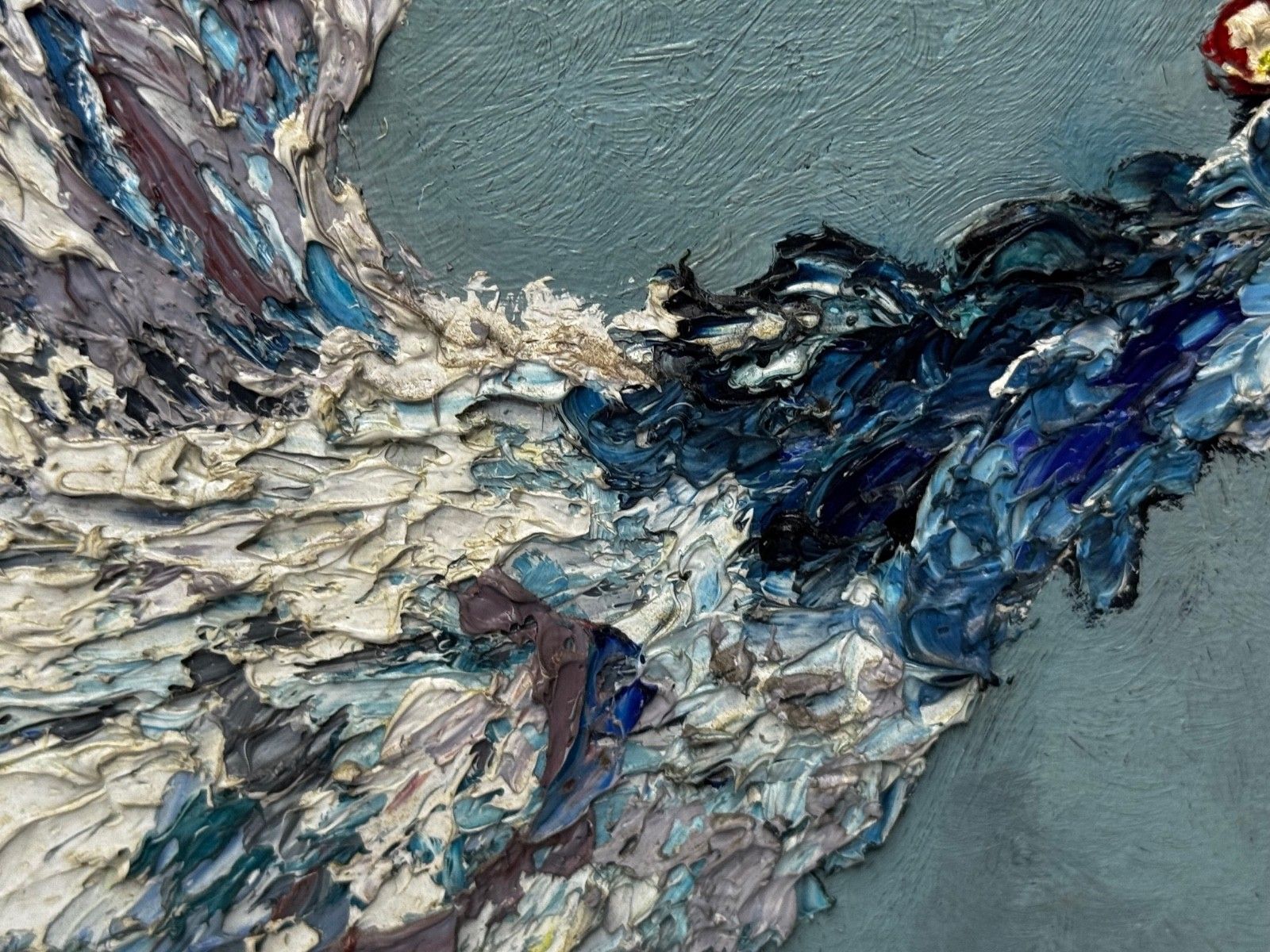 photo vintage Expressionistisch olieverfwerk Hanengevecht, naar voorbeeld van Leon Kossoff, ca. 1965