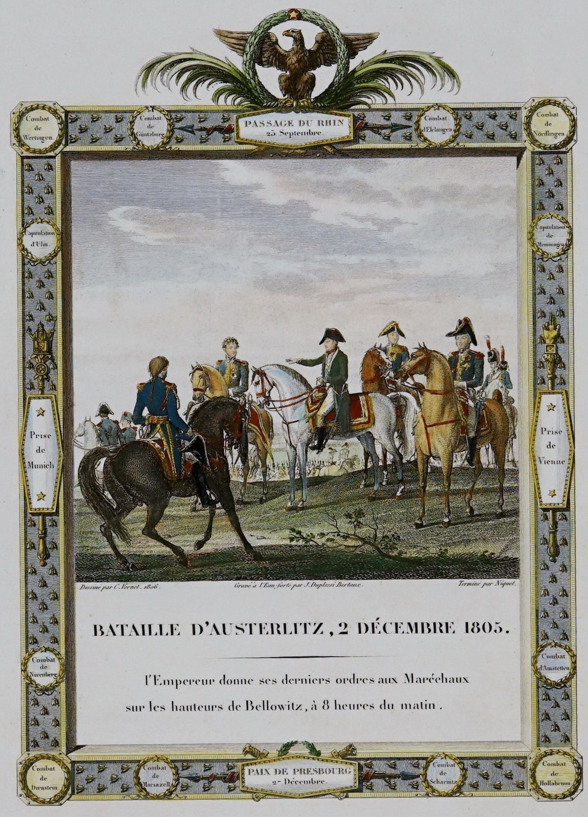 Bataille d'Austerlitz, 2 décembre 1805 - Gravure de l'empereur Napoléon Ier - Début du XIXe siècle photo Art