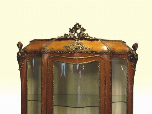 A Stunning Antique Kingwood French Bombe Vernis Martin Display Cabinet photo for sale