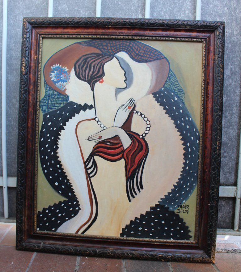 Jaren 1960 mid-century modern expressionistisch naaktschilderij in olieverf
