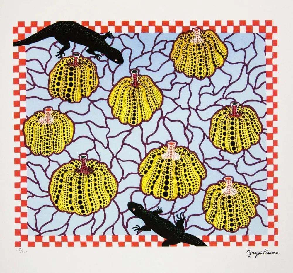 Naar Yayoi Kusama, Black Lizards, lithografie, jaren 1990
