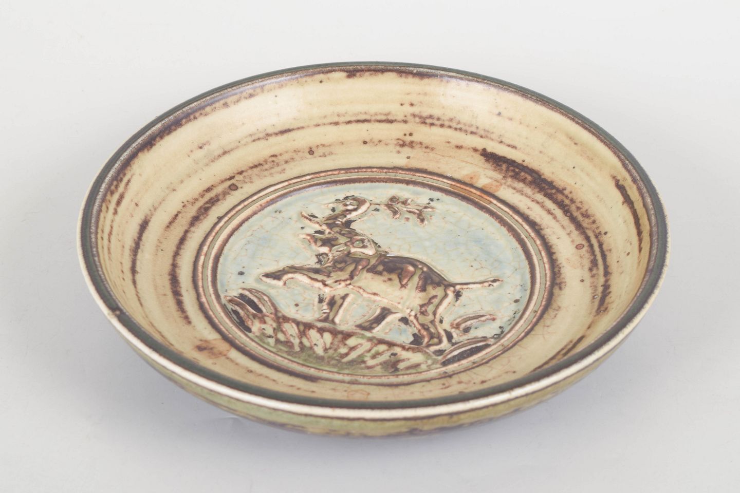 Knud Kyhn For Royal Copenhagen. Round Stoneware Dish With Relief Of Elephant. photo furniture