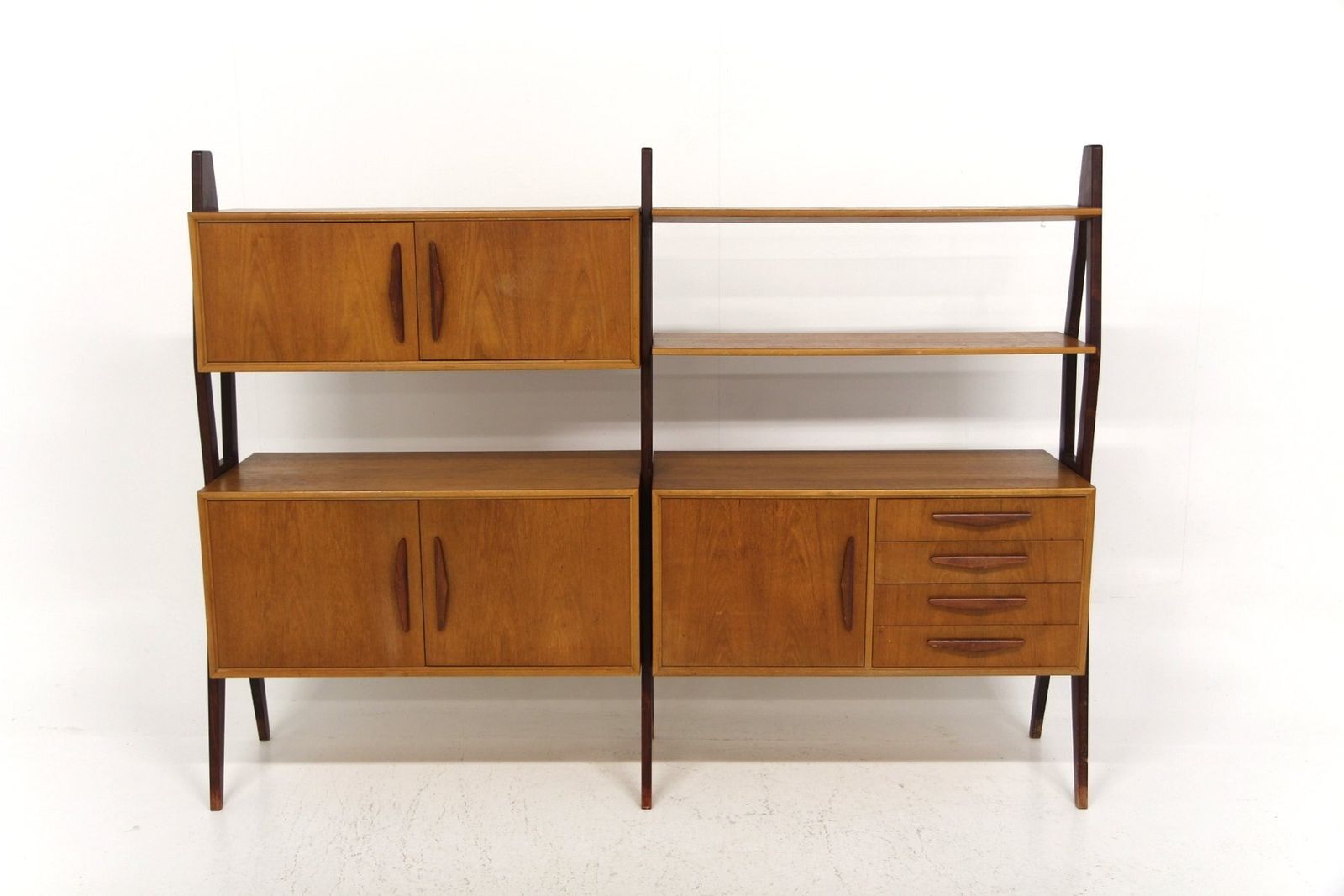 Bibliothèque scandinave double en teck, Suède, 1950 photo Mobilier
