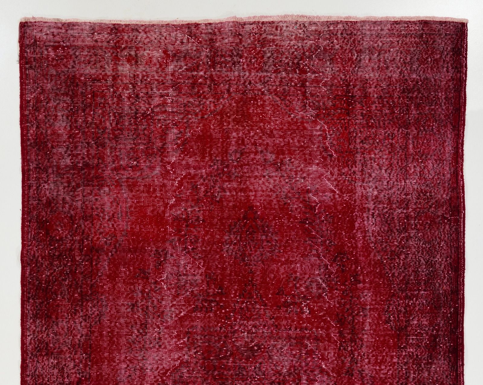 187x300 Cm Room Size Vintage Area Rug Redyed In Red, Hand Knotted In Turkey photo furniture