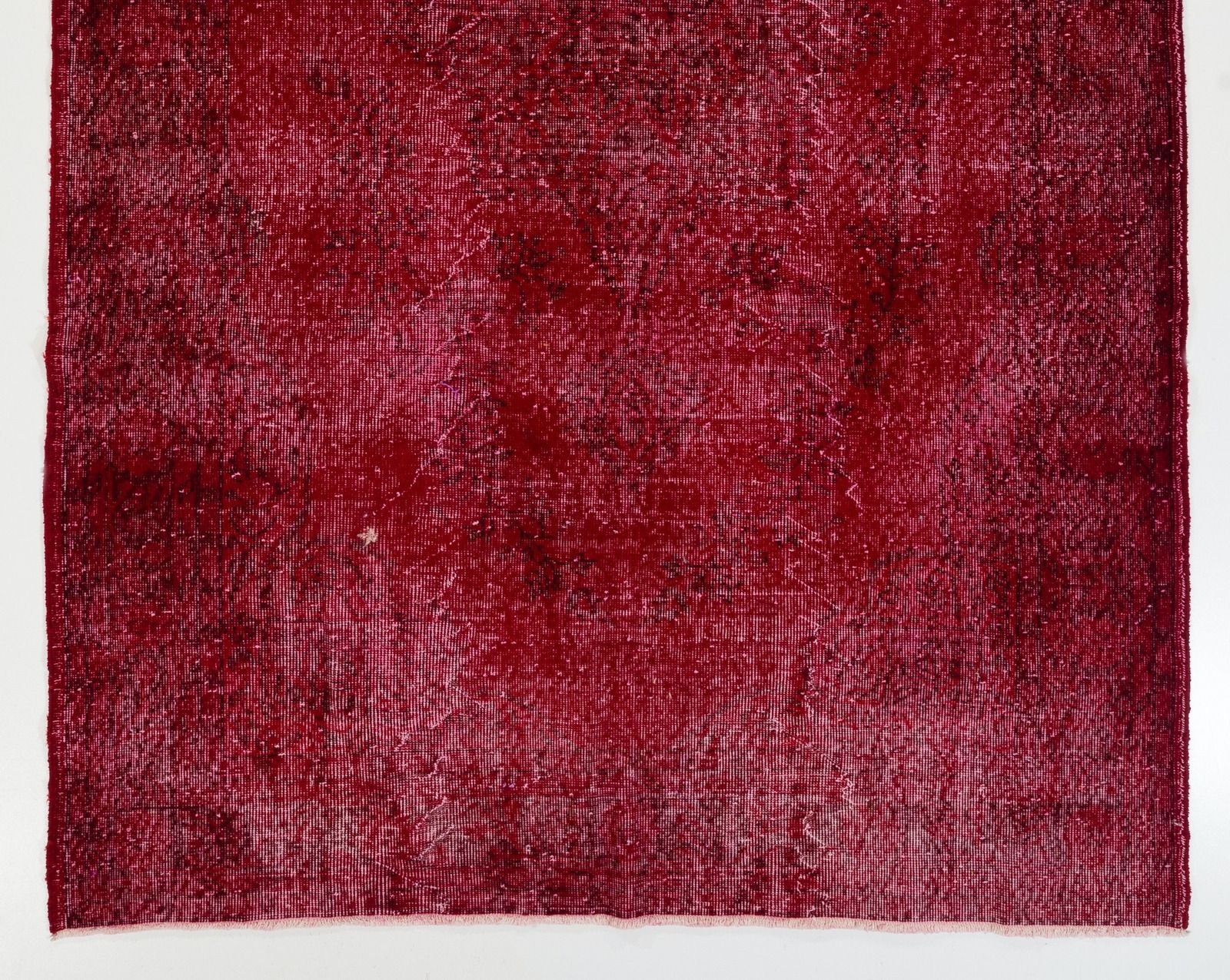187x300 Cm Room Size Vintage Area Rug Redyed In Red, Hand Knotted In Turkey photo for sale