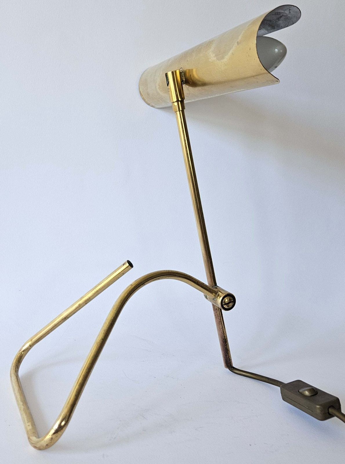 photo vintage Zeldzame Mid-Century Messing Tafel- of Bureaulamp Omi, Kantoor of Bank, Duitsland, jaren 1970