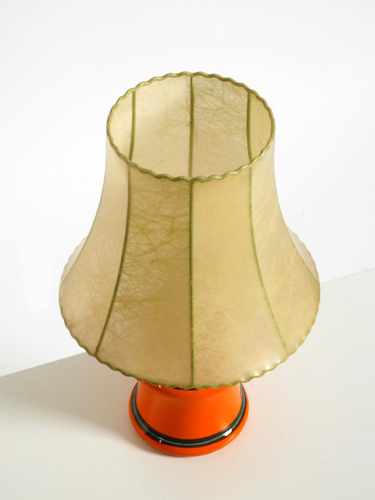 photo furniture Beautiful 1960s Orange Ceramic Table Lamp With Cocoon Shade  Made In Italy