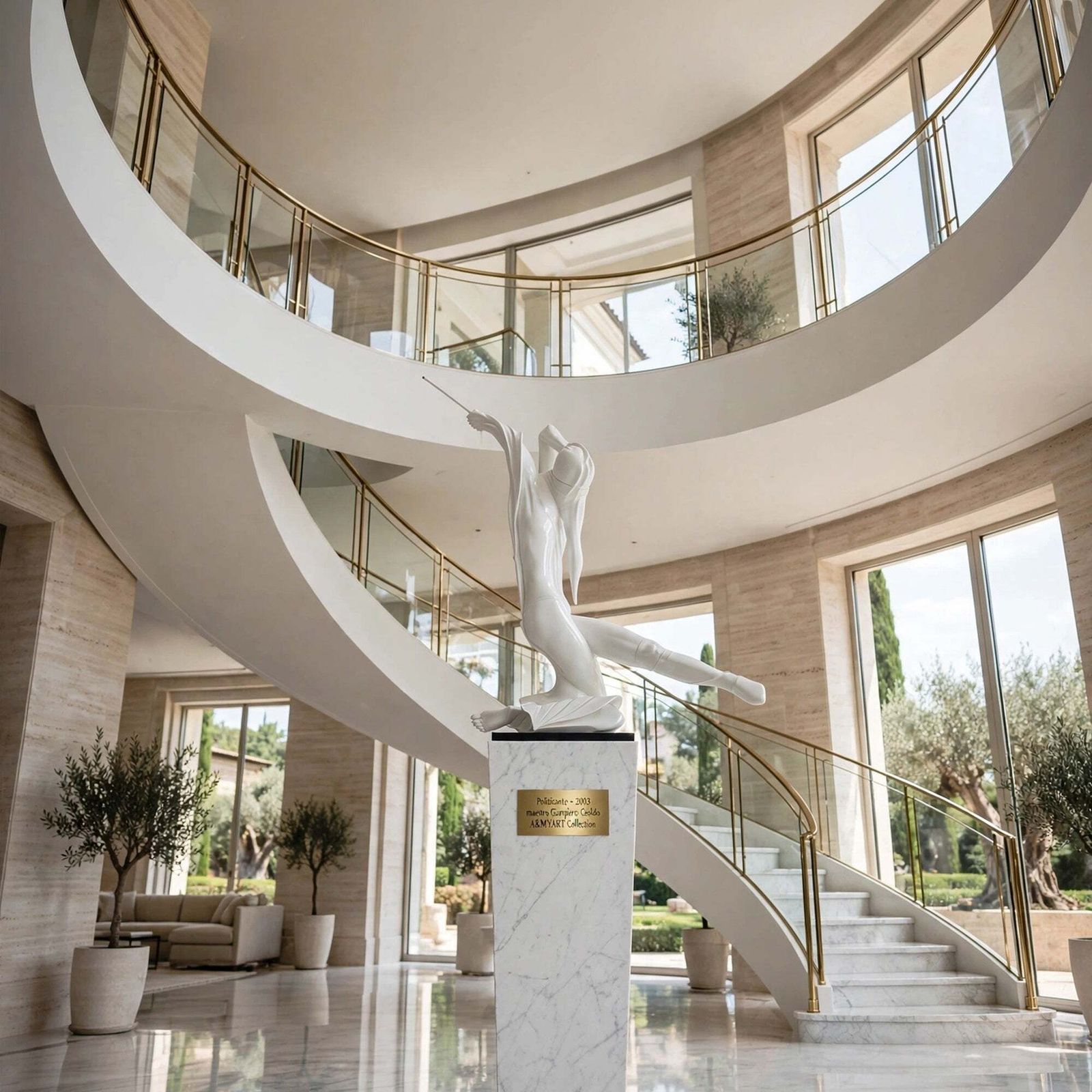 Art Pietro Ceoldo « Politicante », sculpture italienne contemporaine en bois laqué blanc photo
