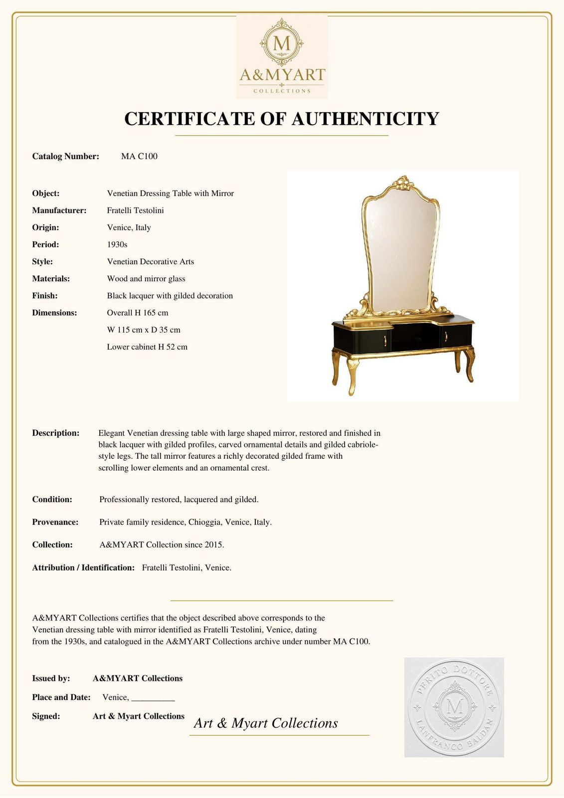 1930s Venetian Cream Lacquered And Gilded Dressing Table By Fratelli Testolini photo buy