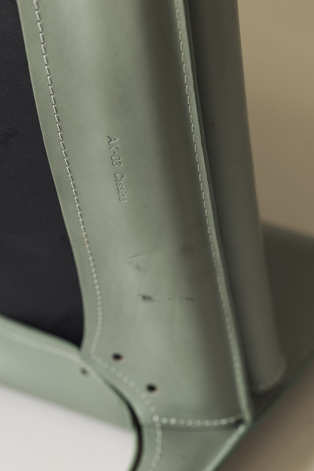 photo furniture 8x Sage Green Saddle Leather Cab 414 By Mario Bellini For Cassina, Italy 1980s