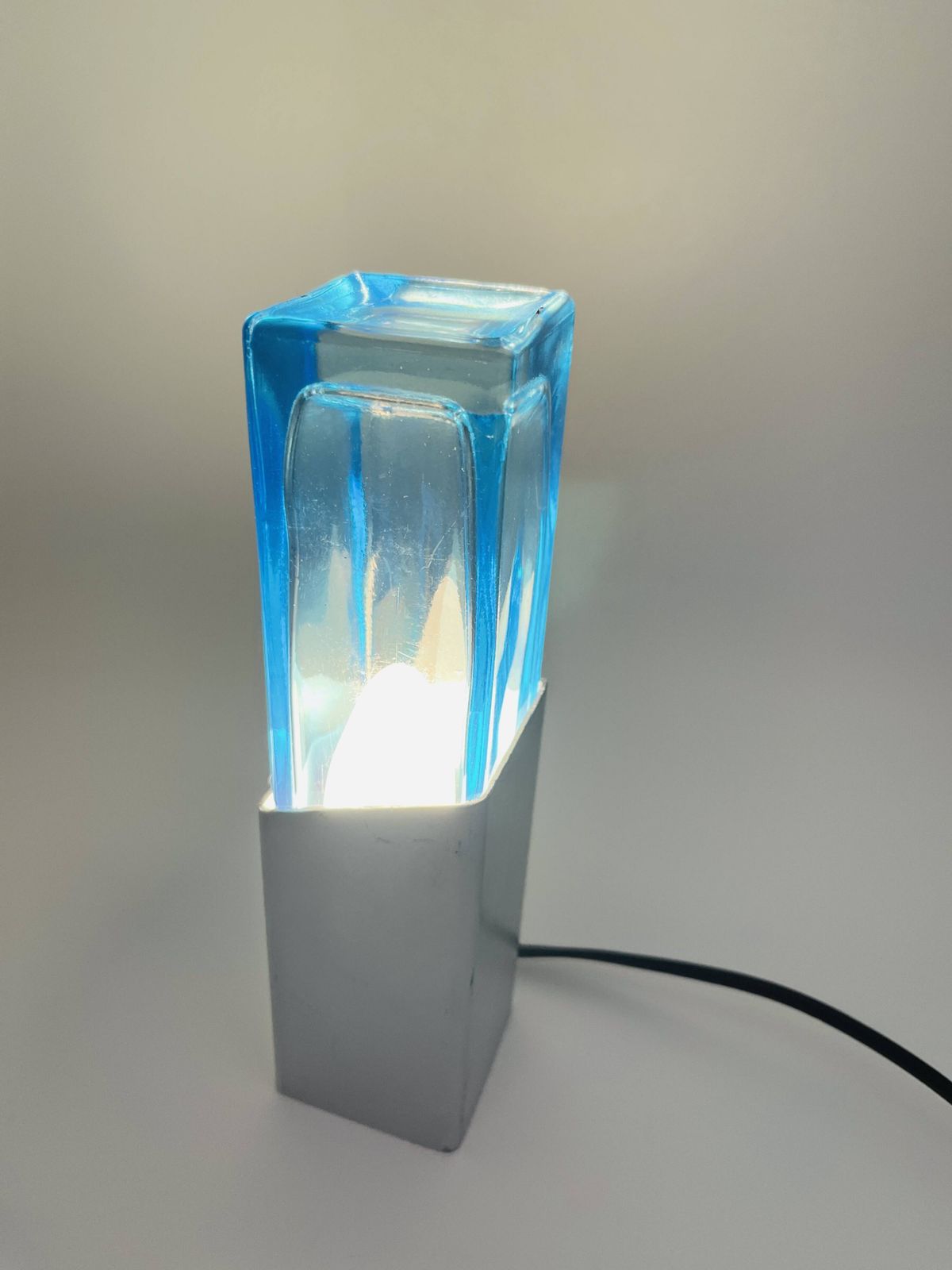 Space Age Glass Block Lamp Murano 1970 photo vinterior