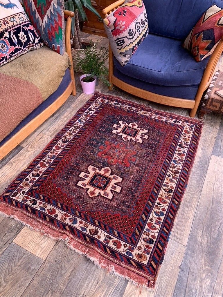 Vintage Tribal Rug 130x97 Cm, Small, Tribal Oriental Carpet Truly Shabby Chic