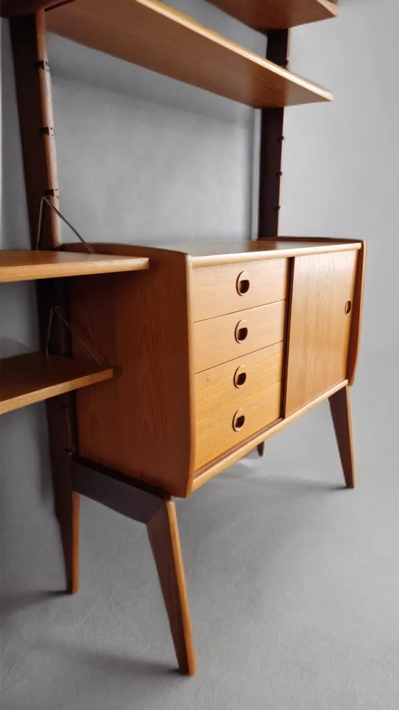 Freestanding Shelving Unit Ergo, Scandinavian Mid Century 1960s photo Furniture