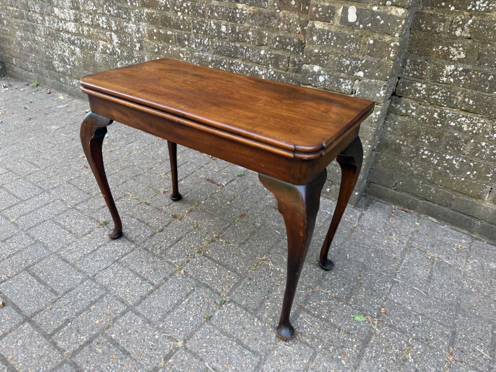 Furniture Settee Height Vintage Mahogany Games Table Card Table Low Occasional Table Side Table Folding Top Storage Compartment photo