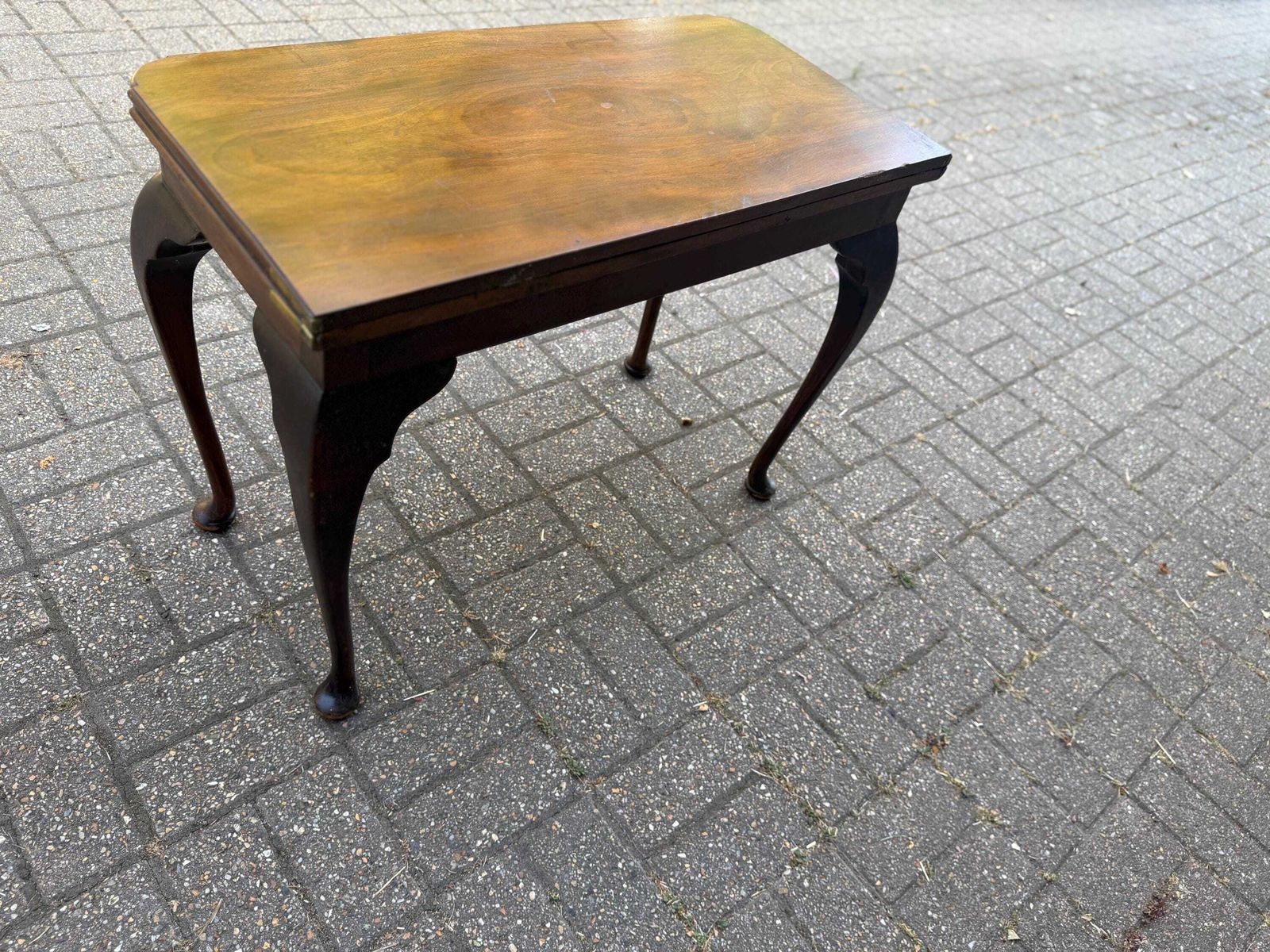 495.0 Settee Height Vintage Mahogany Games Table Card Table Low Occasional Table Side Table Folding Top Storage Compartment photo