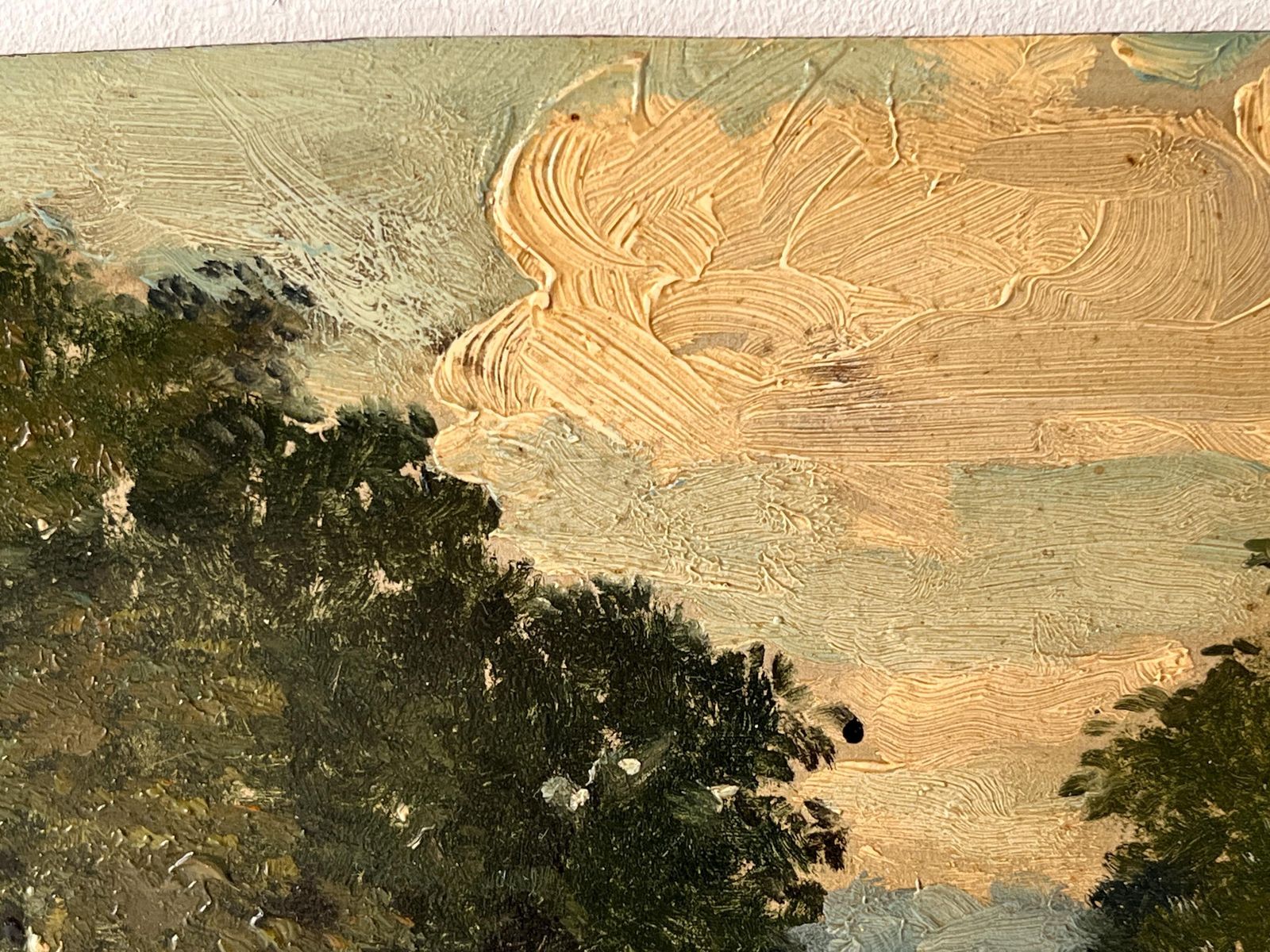 Antique Oil On Cardboard Of A French Countryside Landscape, Rural Scene Painting Signed Ferdinand Marks photo vintage