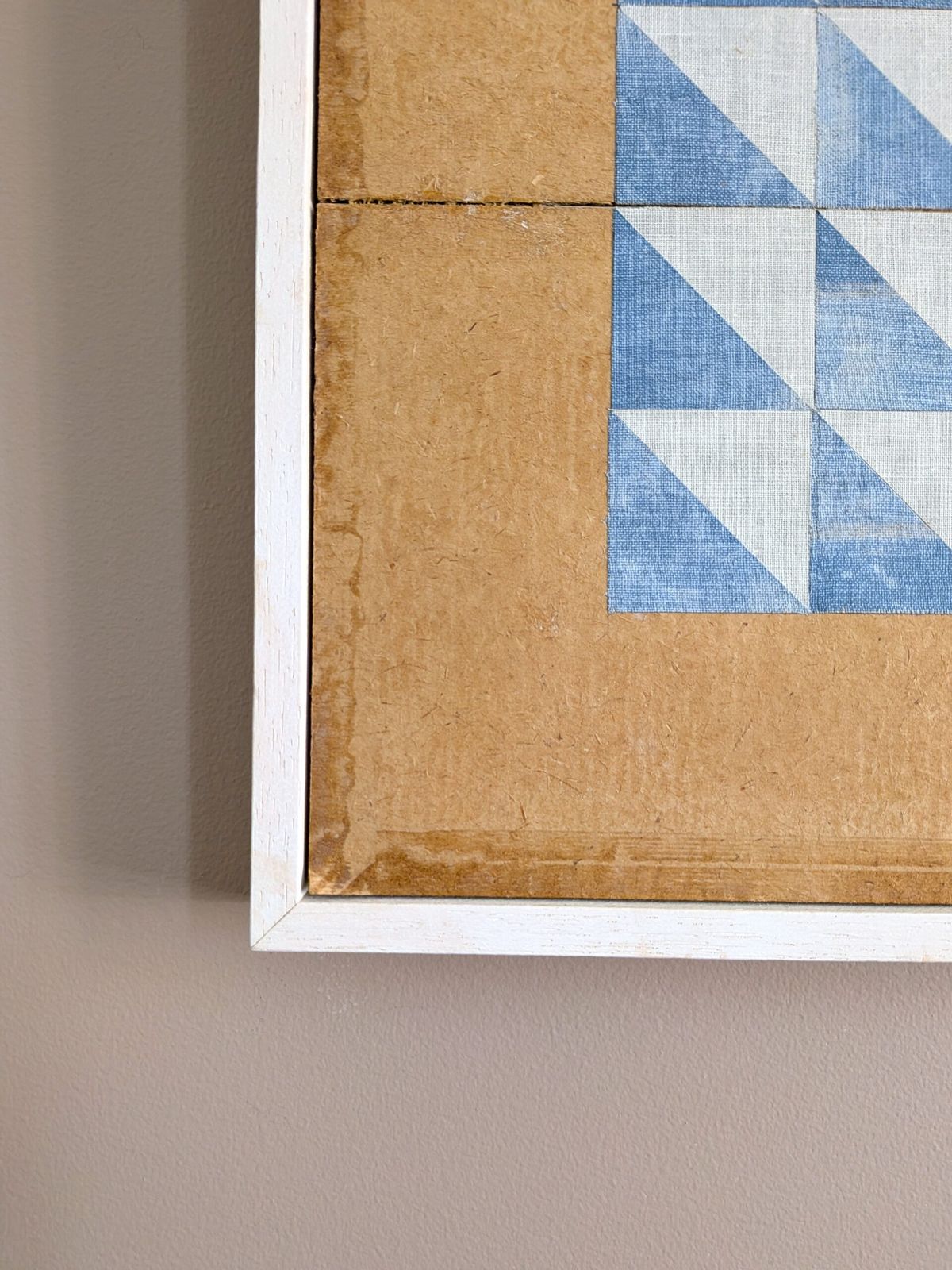 Geometrische collage met blauwe driehoeken, olieverfschilderij photo for sale