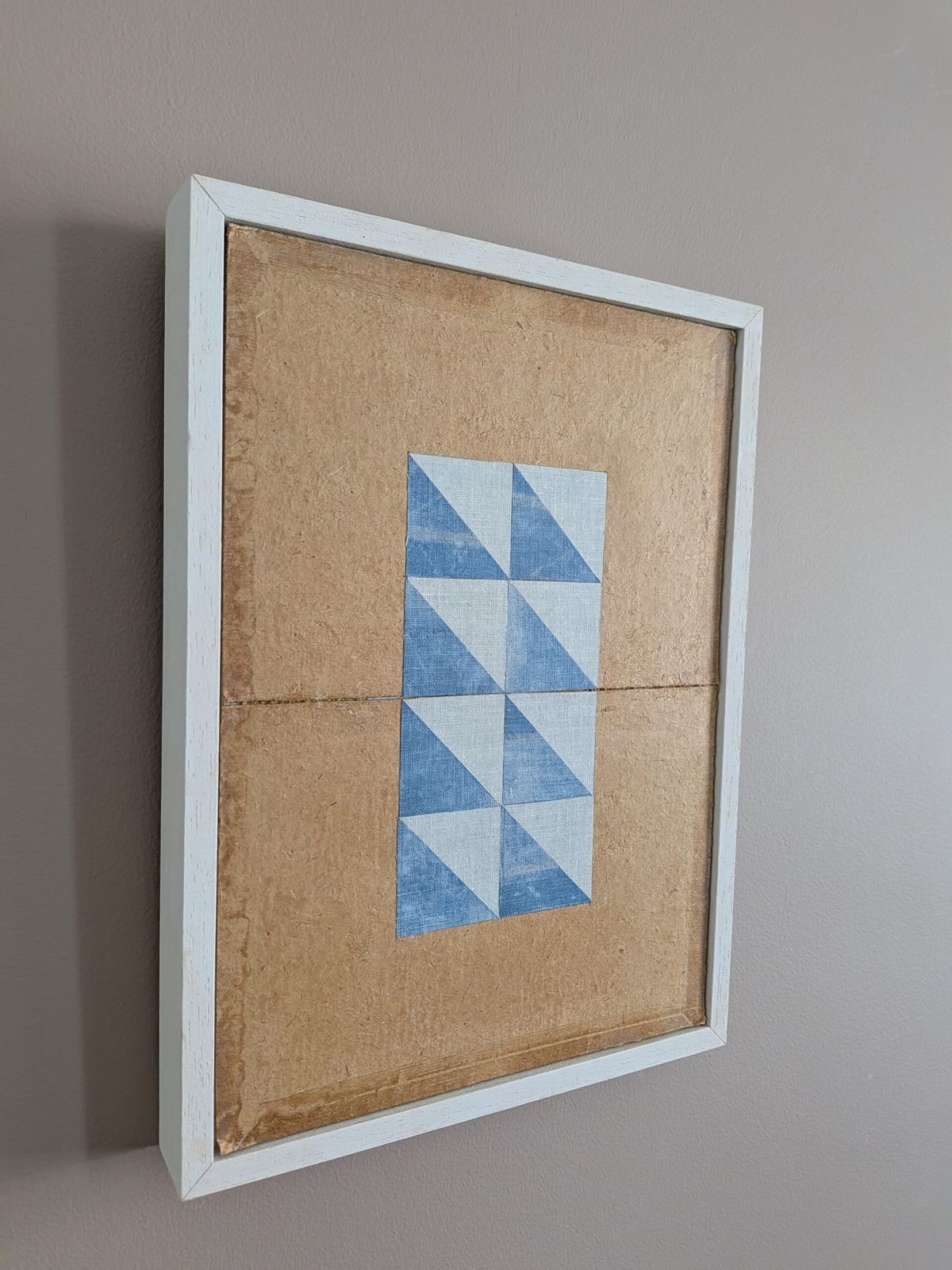 Geometrische collage met blauwe driehoeken, olieverfschilderij photo Kunst