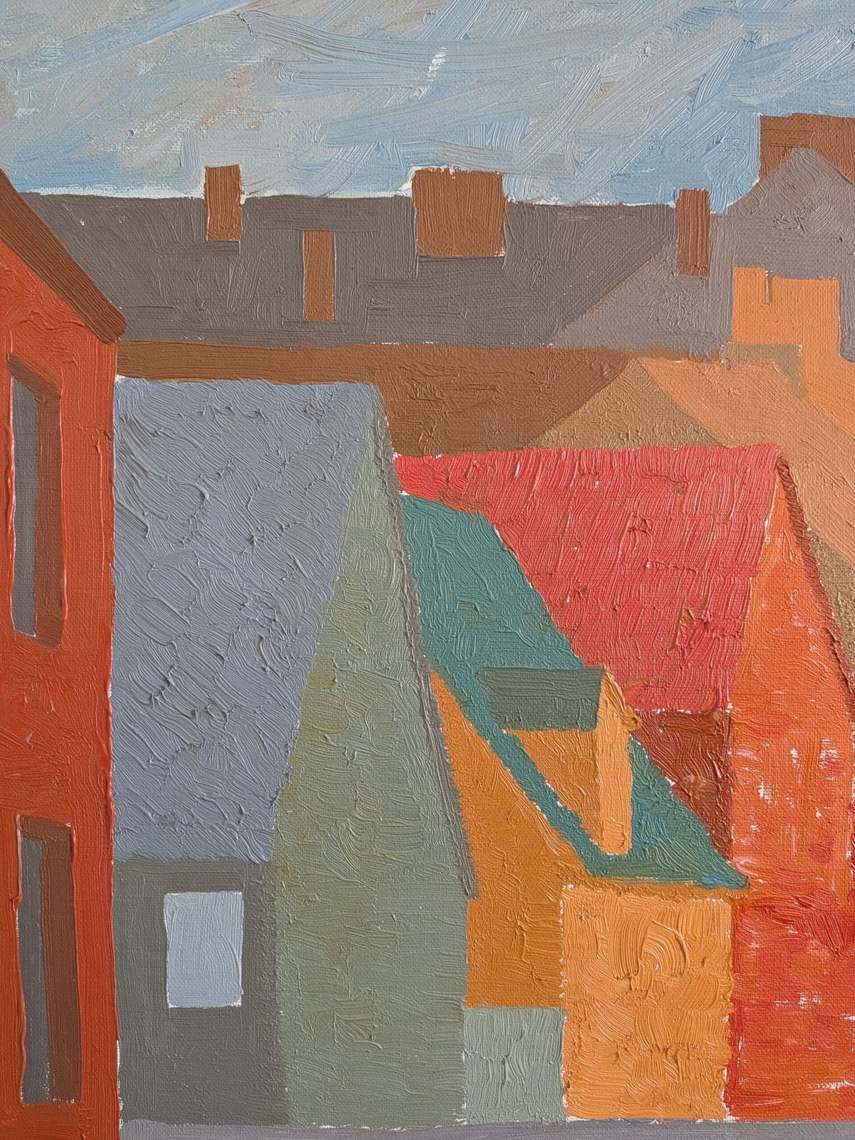 Where The Street Bends, olieverfschilderij jaren 1960 photo vinterior