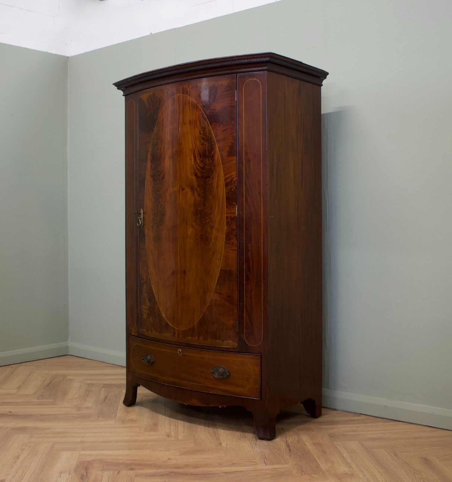 Antique 19th Century Bow Fronted Mahogany Wardrobe, 1890s #1859 photo Furniture